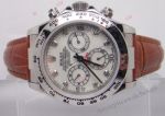Rolex Daytona White Diamond Dial with Rolex Brown Leather Band